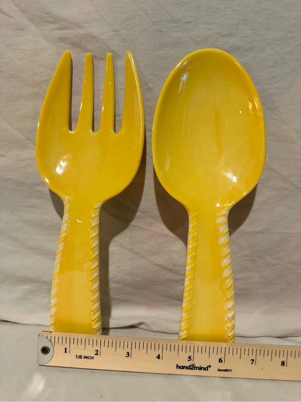 Ceramic Yellow Salad Serving Spoon & Fork Set by